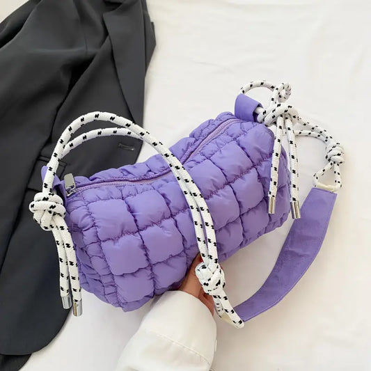 Soft Nylon Pillow Bag with Multiple Pockets and Zippered Compartments