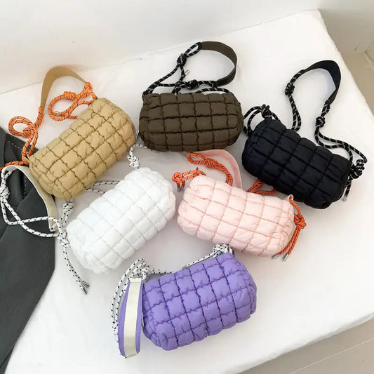 Soft Nylon Pillow Bag with Multiple Pockets and Zippered Compartments