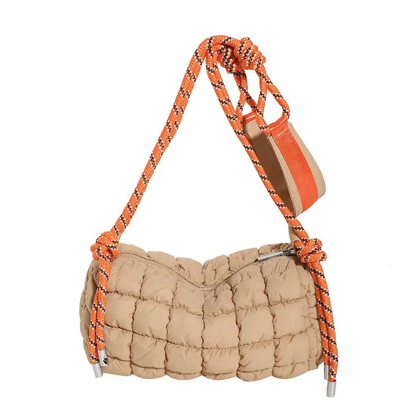 Soft Nylon Pillow Bag with Multiple Pockets and Zippered Compartments