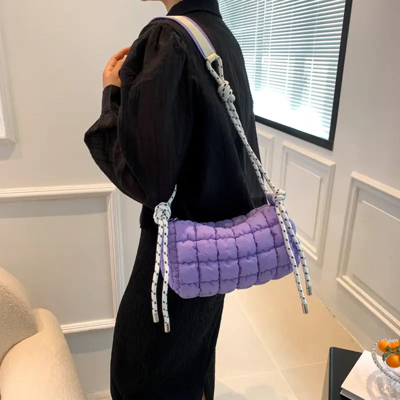 Soft Nylon Pillow Bag with Multiple Pockets and Zippered Compartments