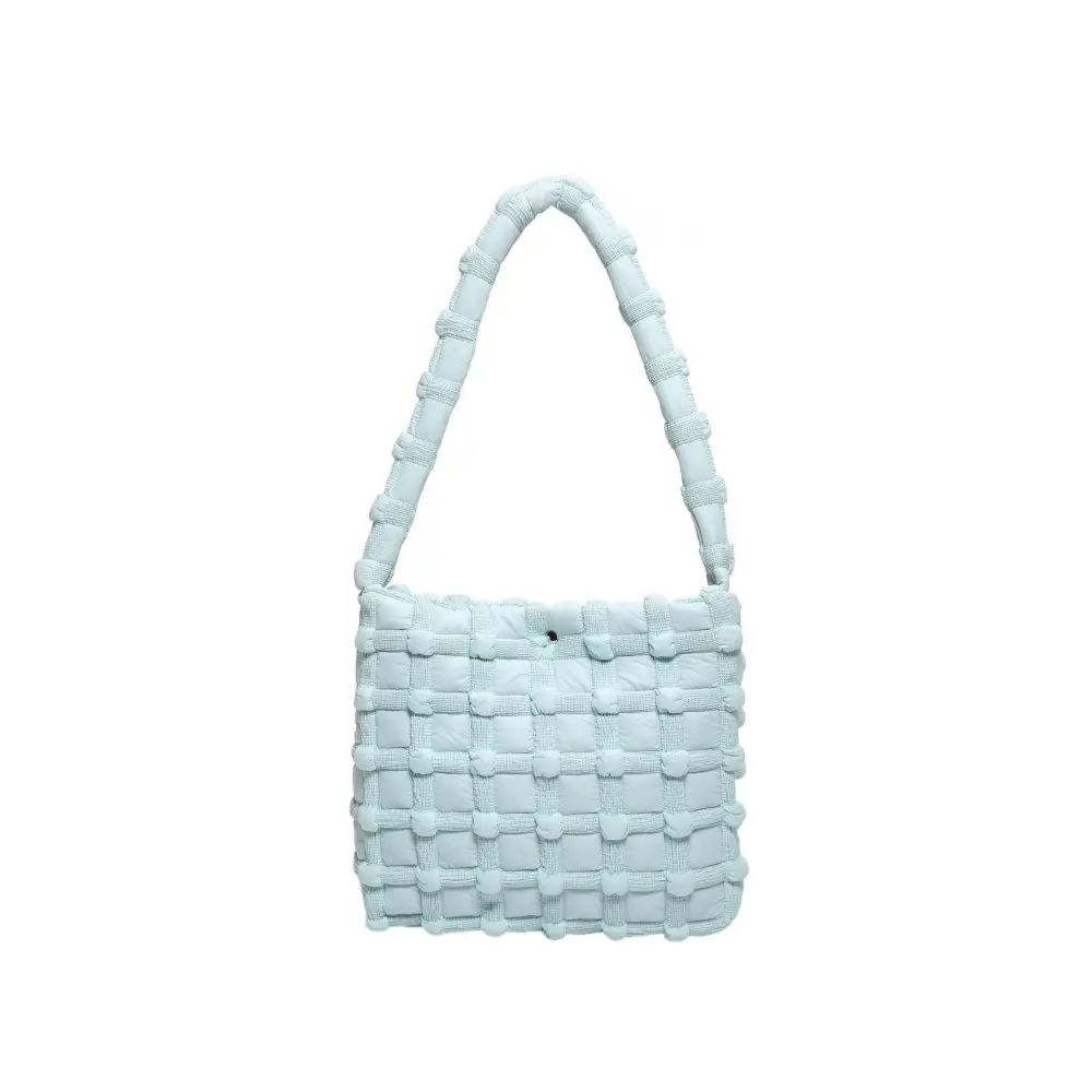 Soft Nylon Square Vertical Suitcase Bag with Multiple Pockets - Blue