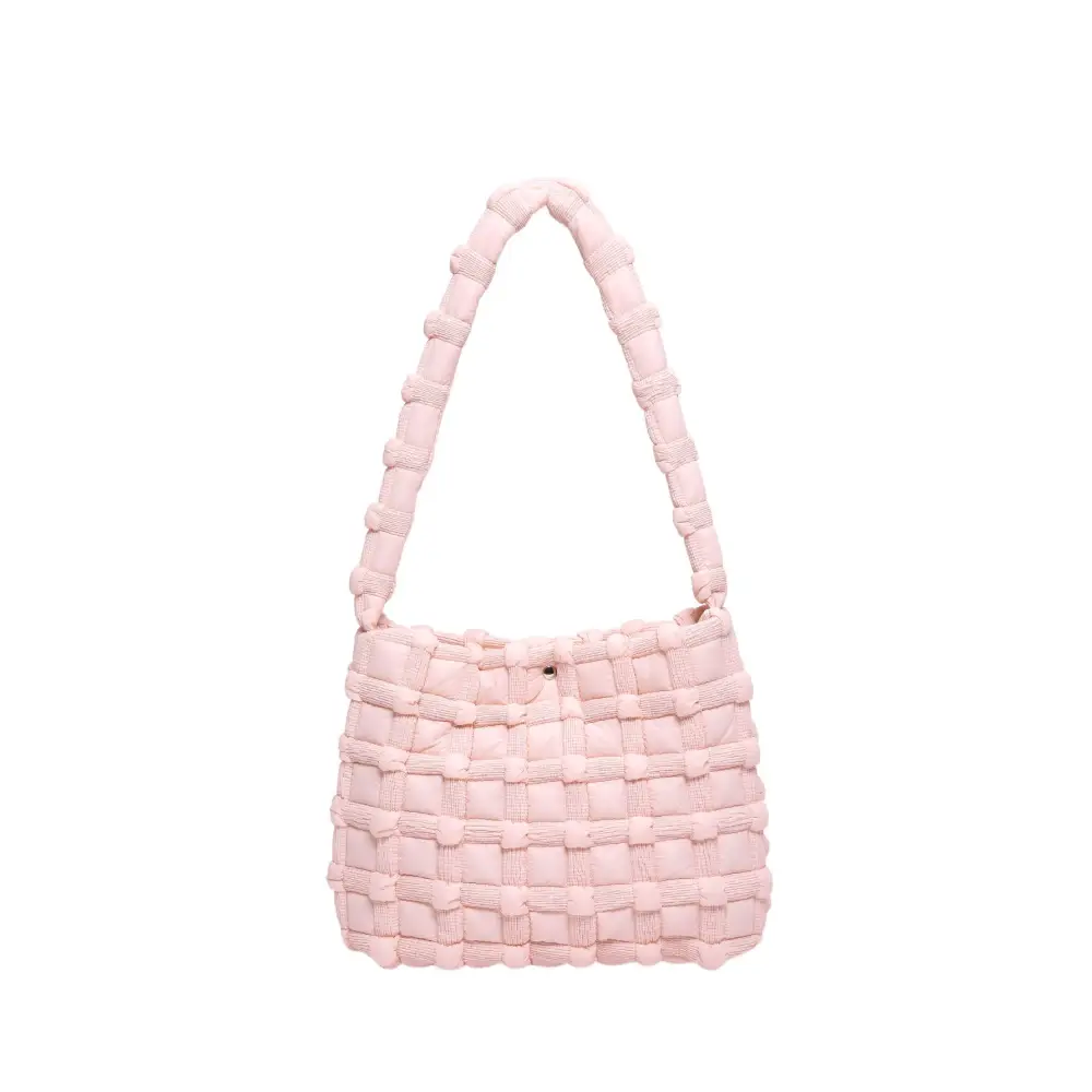 Soft Nylon Square Vertical Suitcase Bag with Multiple Pockets - Pink