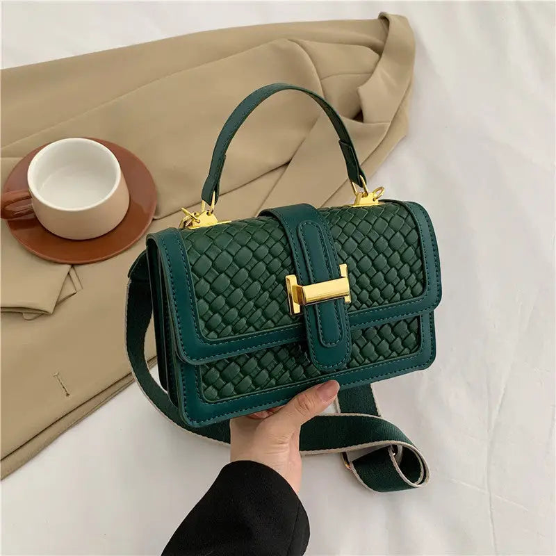 Soft PU Horizontal Square Bag with Nylon Lining and Internal Zipper Pocket
