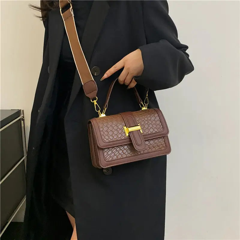 Soft PU Horizontal Square Bag with Nylon Lining and Internal Zipper Pocket