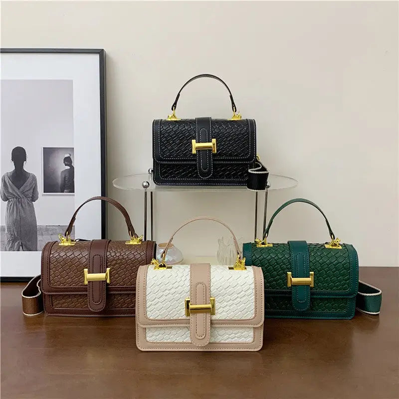 Soft PU Horizontal Square Bag with Nylon Lining and Internal Zipper Pocket