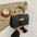 Soft PU Horizontal Square Bag with Nylon Lining and Internal Zipper Pocket - Black