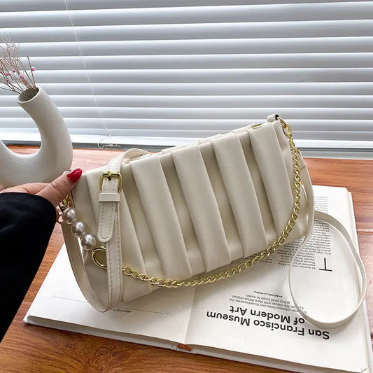 Soft PU Horizontal Square Bag with Open Pocket and Zippered Interior