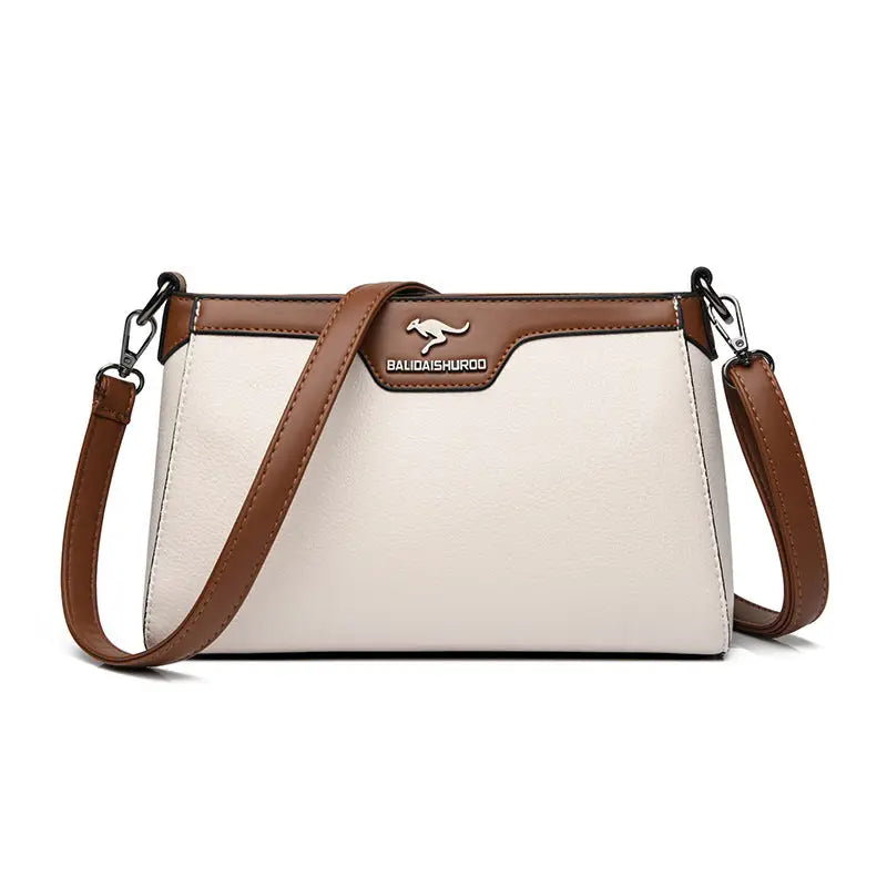 Soft PU Horizontal Square Suitcase with Multiple Zippered Compartments - White