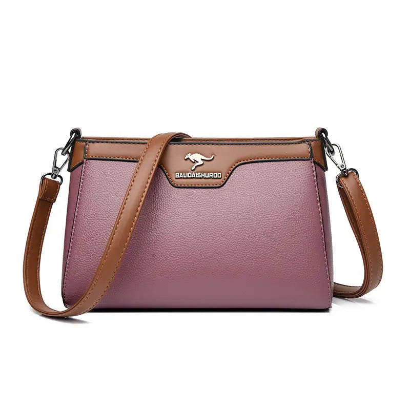 Soft PU Horizontal Square Suitcase with Multiple Zippered Compartments - Purple