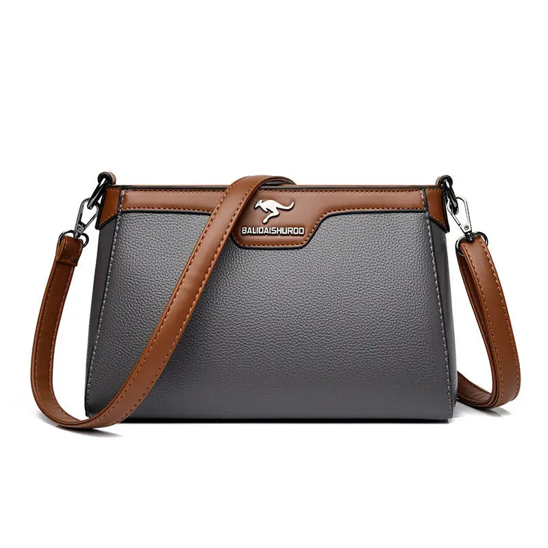 Soft PU Horizontal Square Suitcase with Multiple Zippered Compartments - Gray