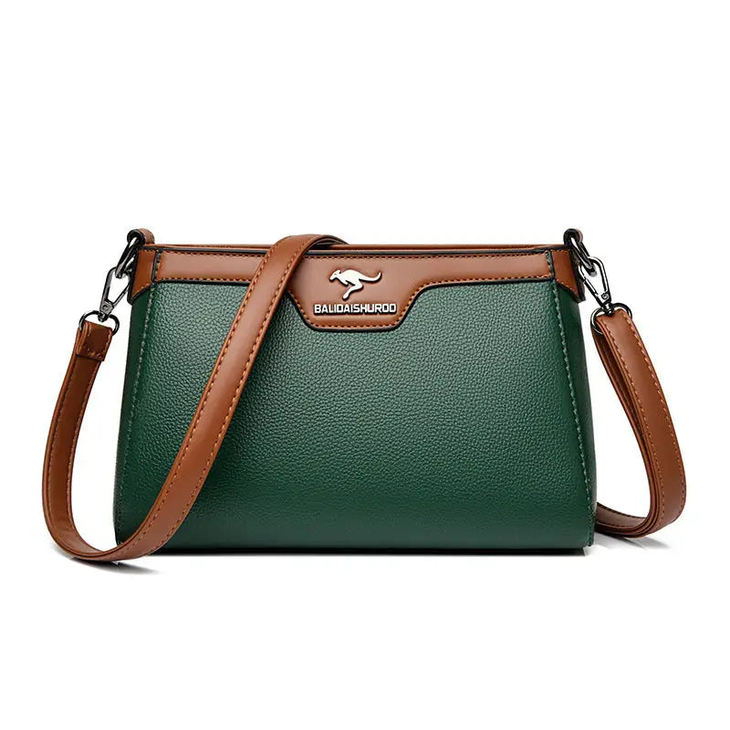 Soft PU Horizontal Square Suitcase with Multiple Zippered Compartments - Green