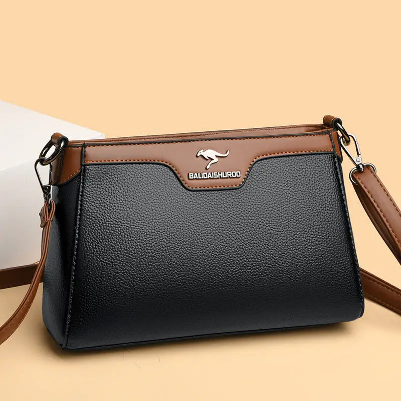 Soft PU Horizontal Square Suitcase with Multiple Zippered Compartments