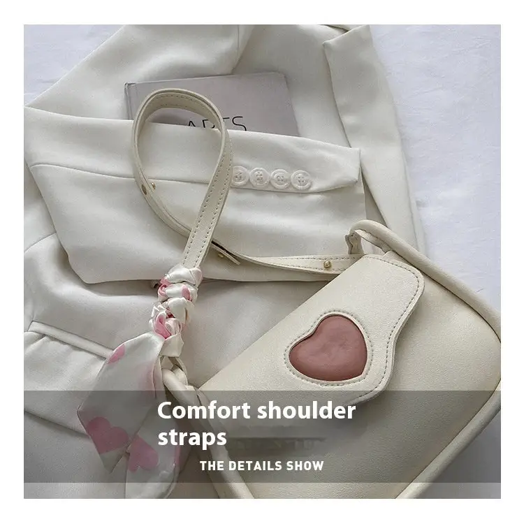 Soft PU Leather Shoulder Bag for Daily Use in White Black or Pink