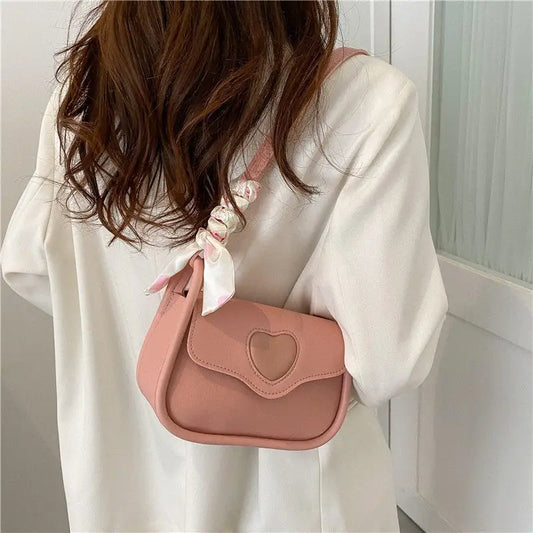 Soft PU Leather Shoulder Bag for Daily Use in White Black or Pink