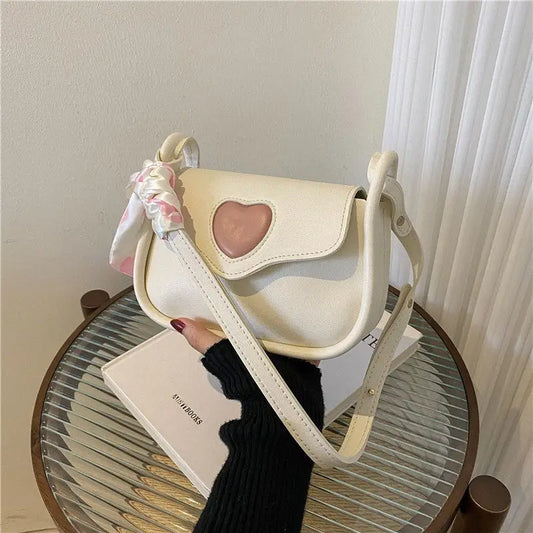 Soft PU Leather Shoulder Bag for Daily Use in White Black or Pink