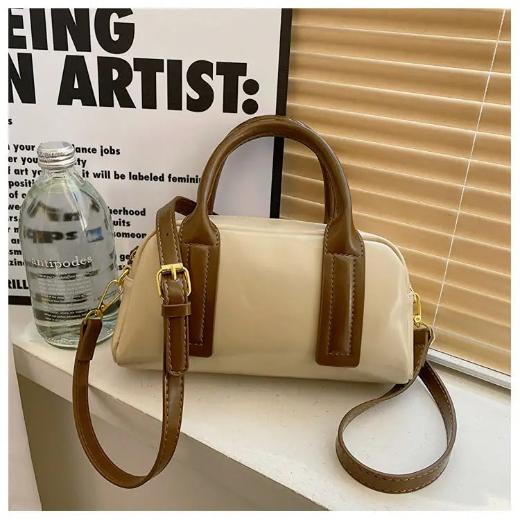 Soft PU Street Trend Single Shoulder Handbag Multiple Colors - Khaki
