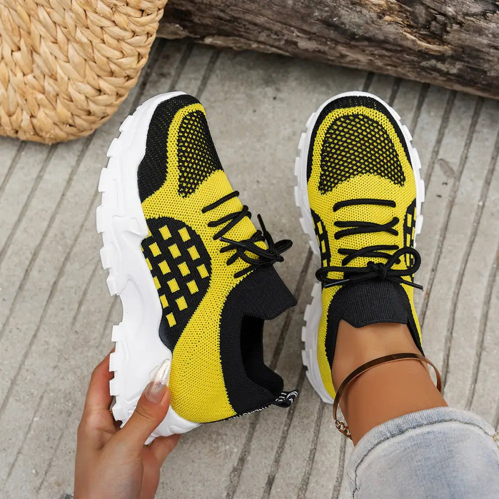 Solid Color Low Top Socks with Universal Lining in Multiple Colors - Black And Yellow / 36