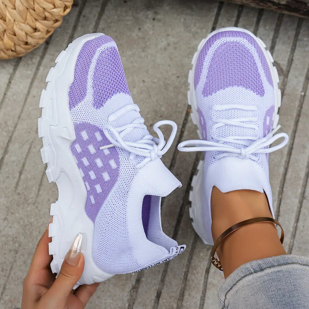 Solid Color Low Top Socks with Universal Lining in Multiple Colors - White Purple Color / 36