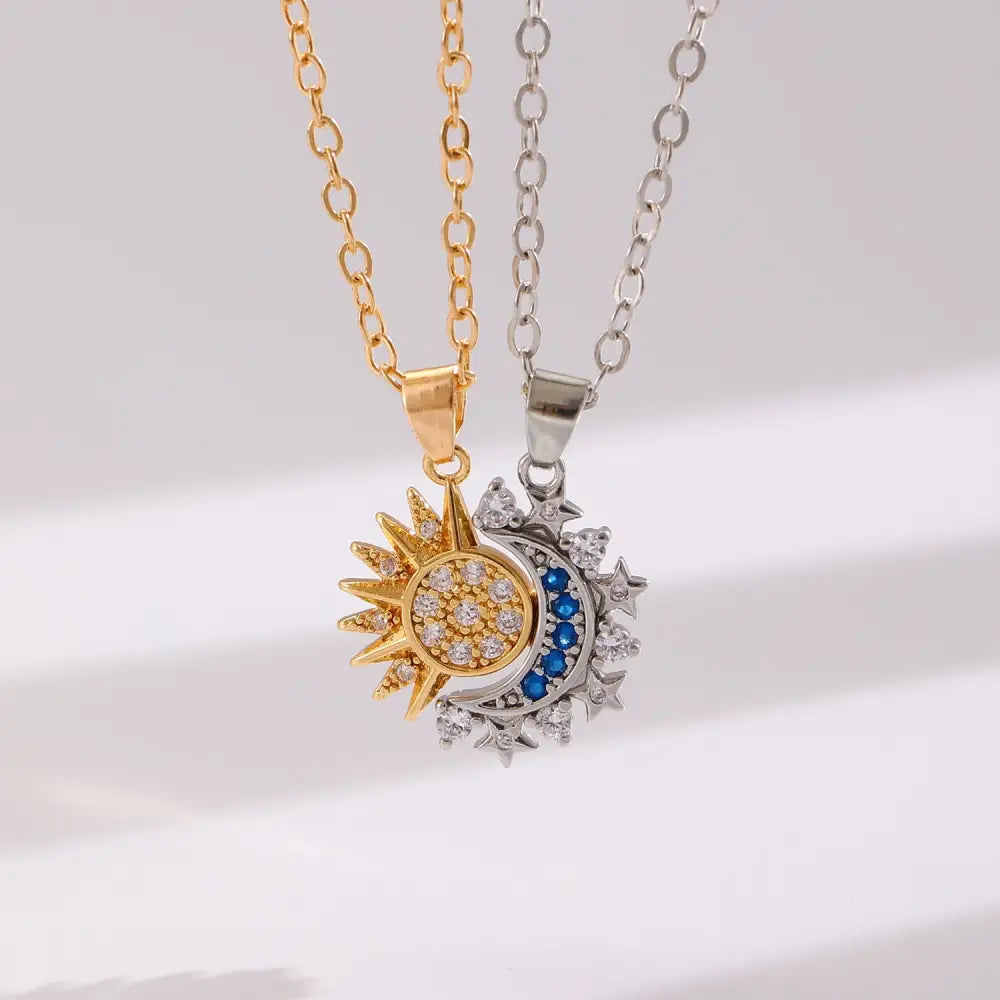 SoulSync: Sun & Moon Magnetic Couple Necklaces