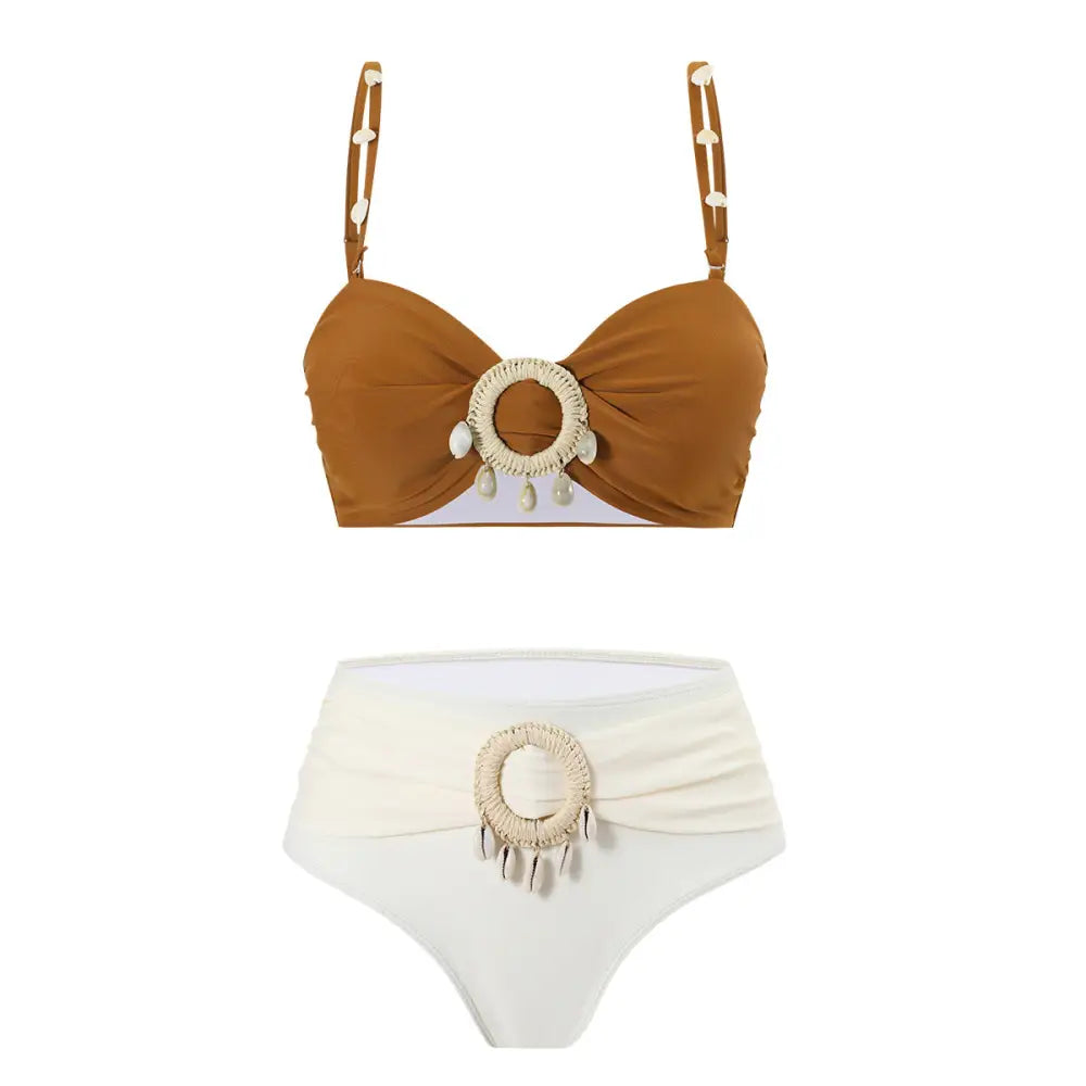 Split Bikini Tassel Sexy Hot Spring Beach Swimsuit - Picture Color / S