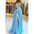 Split Formal Evening Dress - Sky Blue / XS