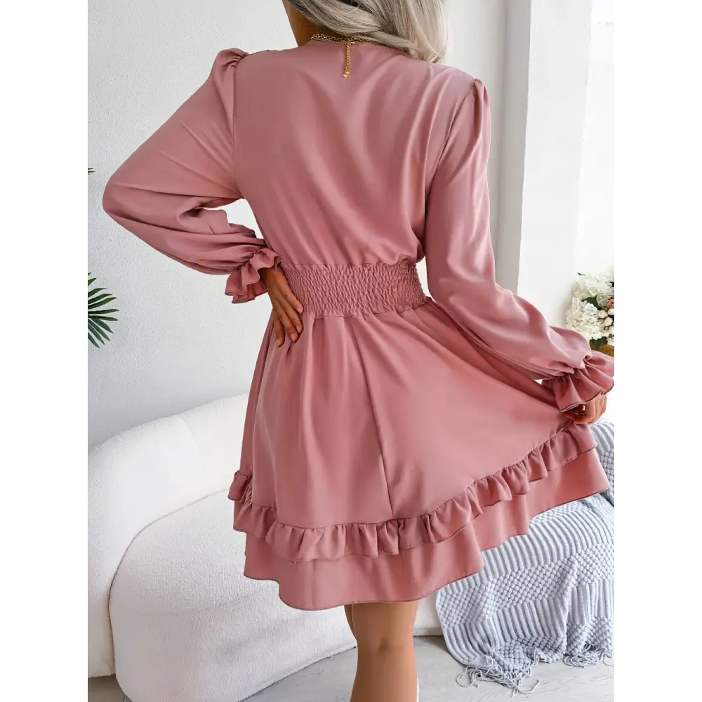 Spring And Summer European And American Leisure Lace-up Waist-tight Wooden Ear Swing Dress
