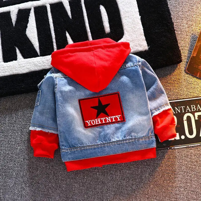 Spring Denim Boys Jacket - Red / 100