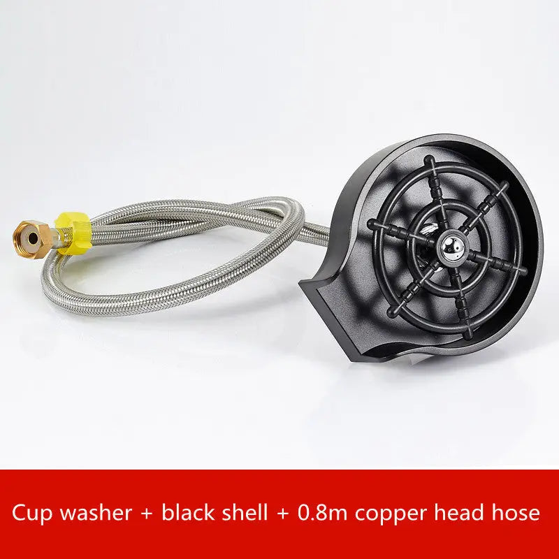 Stainless Steel One Hand Cup Rinser with High Pressure Nozzle Black set