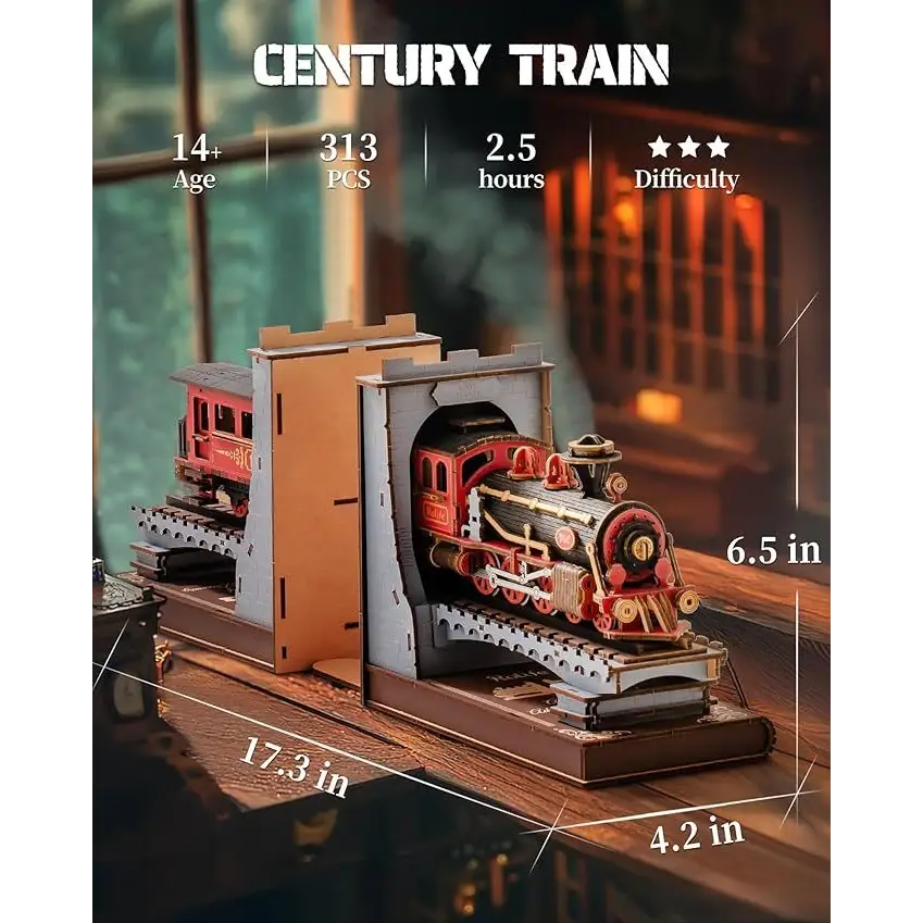 Steam Train Book Nook Model and Bookend TGE01 5