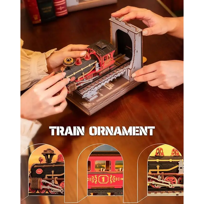 Steam Train Book Nook Model and Bookend TGE01 5