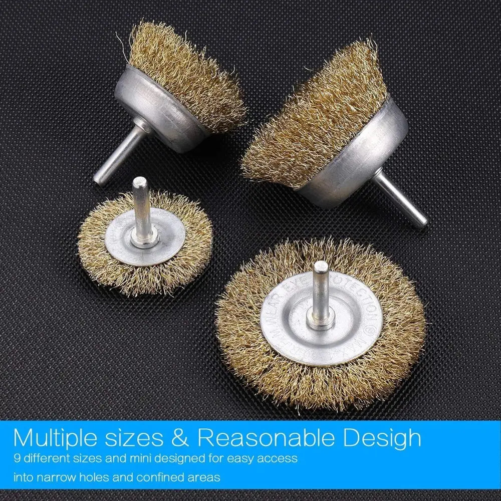 Steel Wire Grinding Brush Set 9 Pieces for Rust and Paint Removal W13213569 5