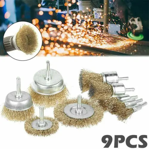 Steel Wire Grinding Brush Set 9 Pieces for Rust and Paint Removal W13213569 5