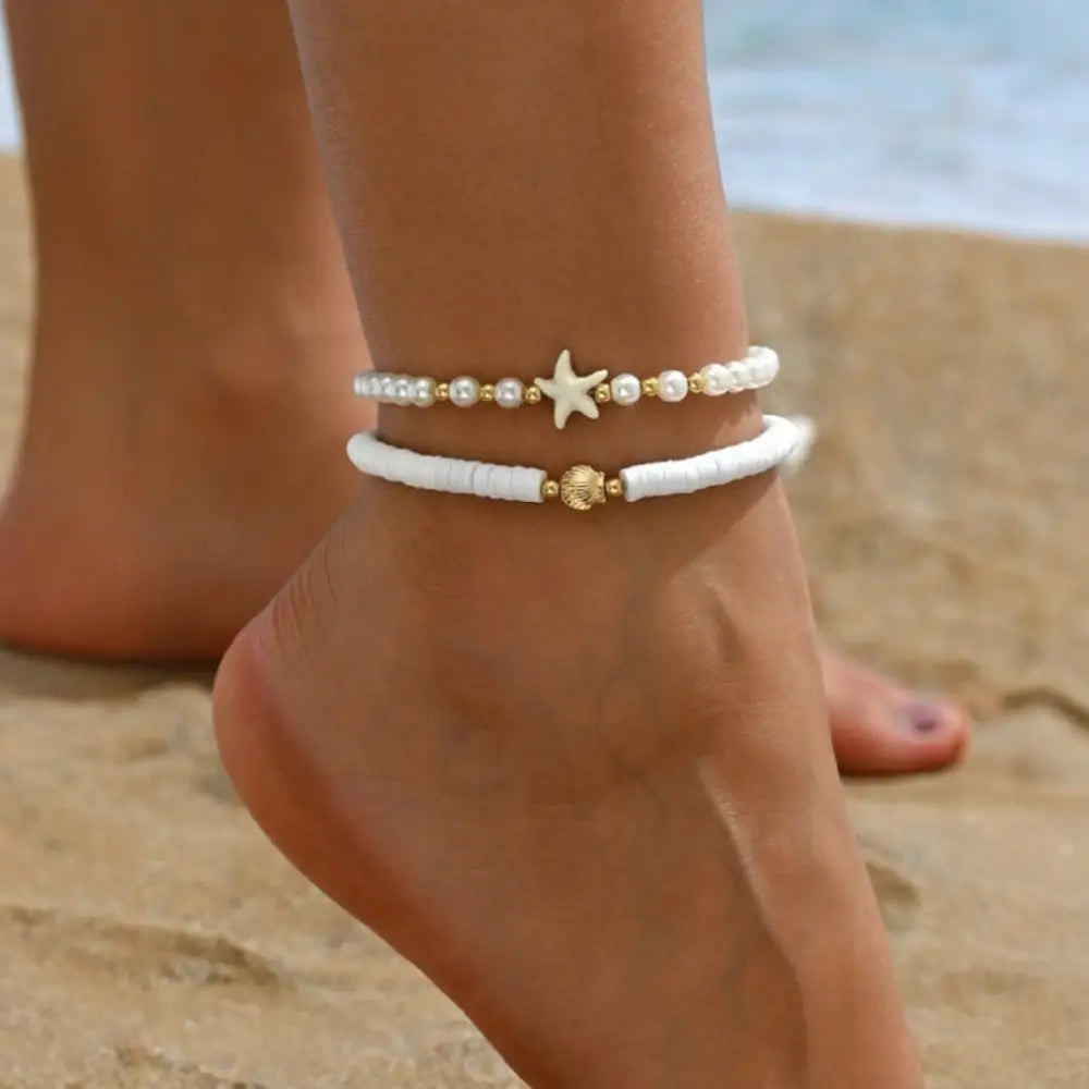 Stellar Pearl Twin Anklet - Five Star Radiance - AF733
