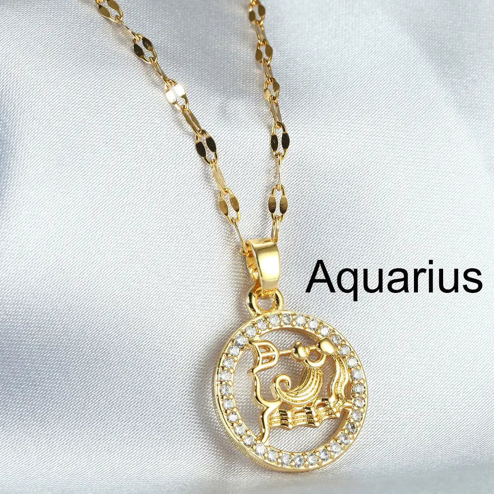 Stellar Pendant Necklace with Star Design - Aquarian / Gold