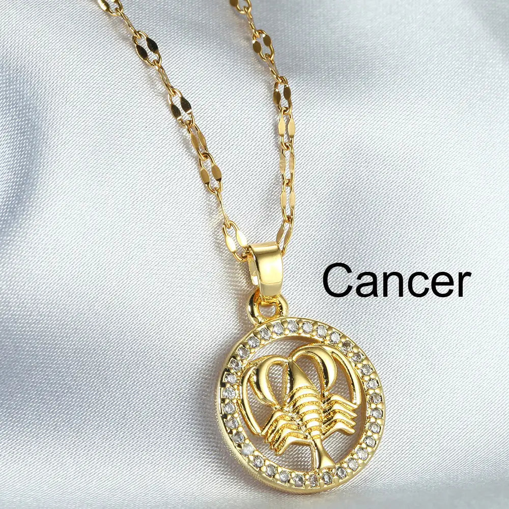 Stellar Pendant Necklace with Star Design - Cancer / Gold