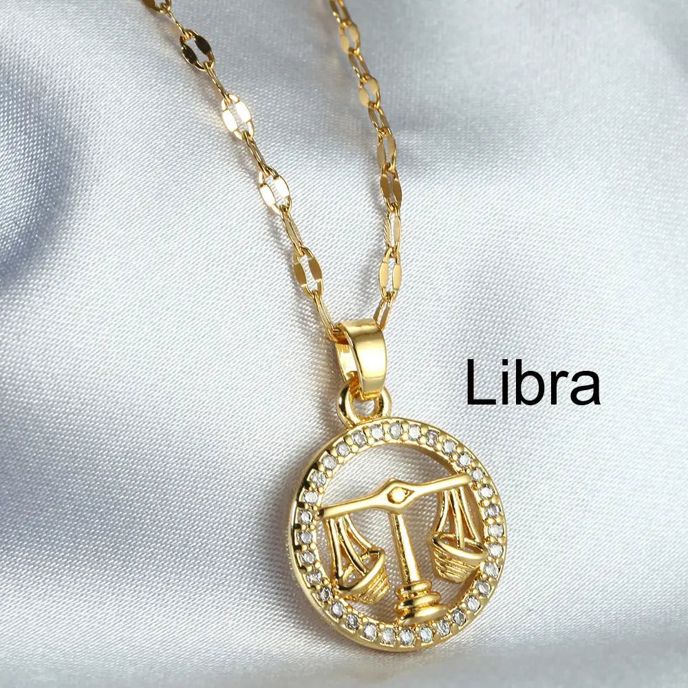 Stellar Pendant Necklace with Star Design - Libra / Gold