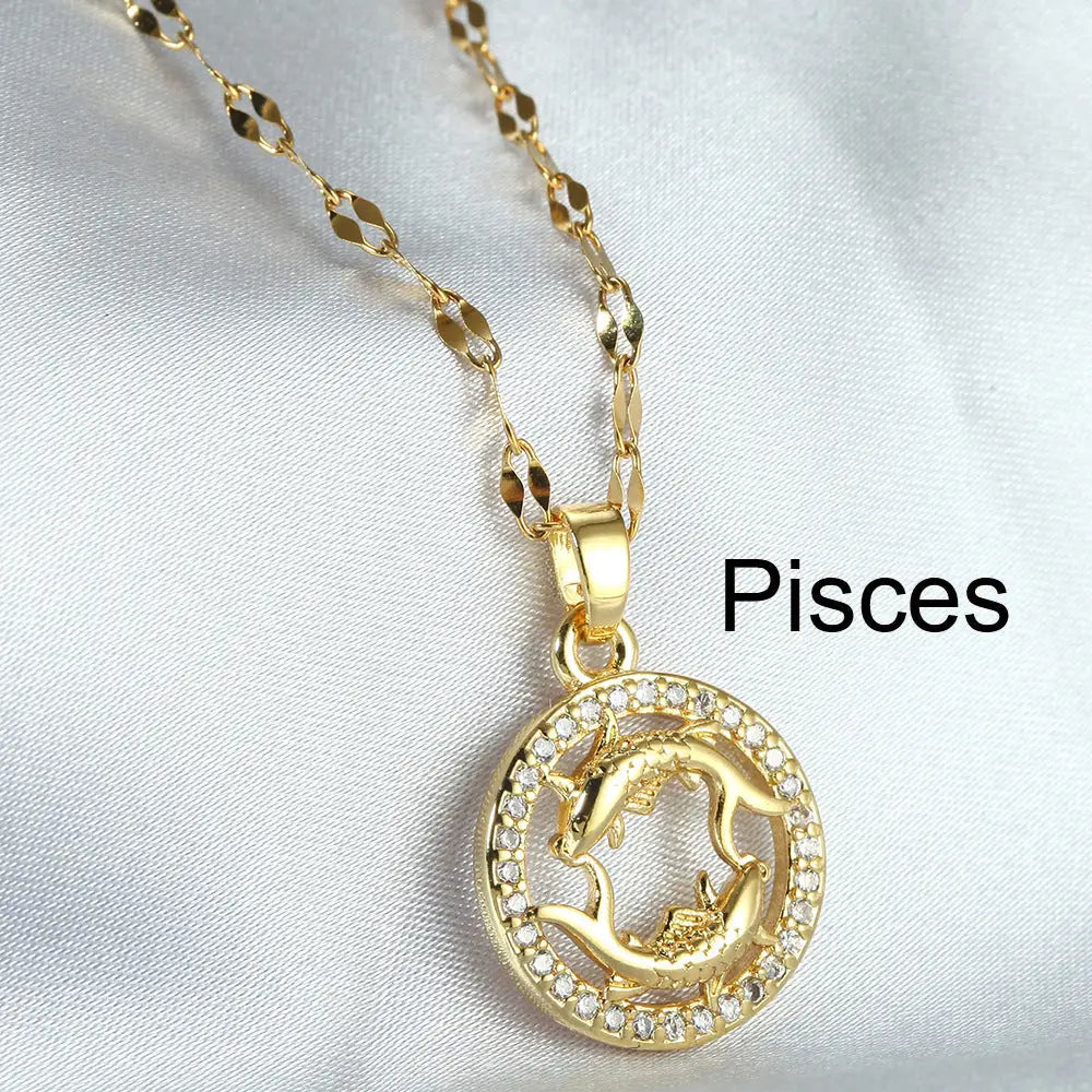 Stellar Pendant Necklace with Star Design - Pisces / Gold