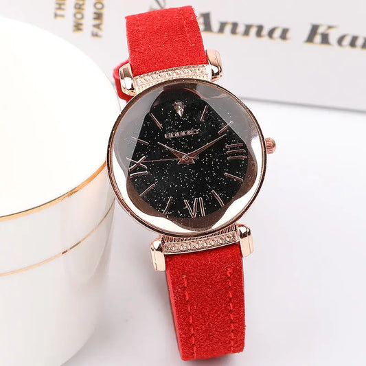 StellarElegance Women’s Watch - Red