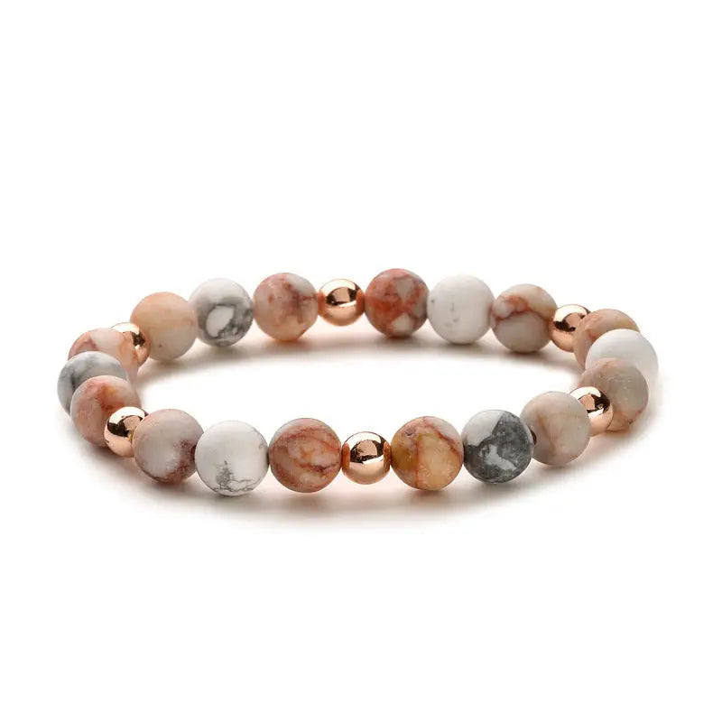 StoneEo Aroma Bracelet with Natural Stones and Lava Beads - Rose Gold