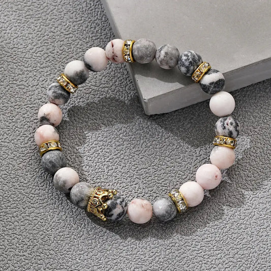 StoneEo Aroma Bracelet with Natural Stones and Lava Beads - Rose Gold
