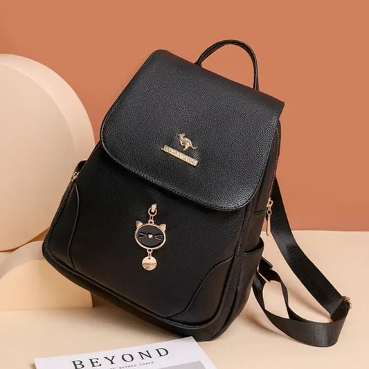 Street Trend PU Backpack with Three-Dimensional Pocket