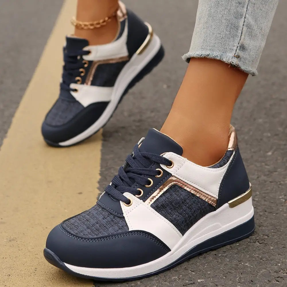 Stride Chic: Women’s Colorblock Lace-Up Sneakers - 4
