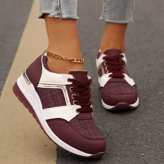 Stride Chic: Women’s Colorblock Lace-Up Sneakers - 4