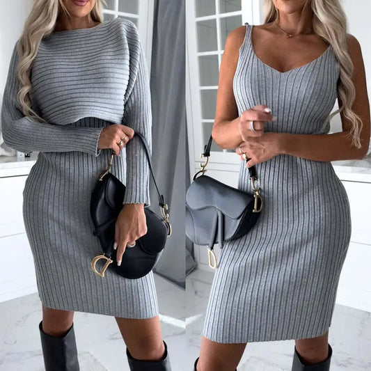 Striped Elegance: Women’s 2pc Suit & Skirt Set