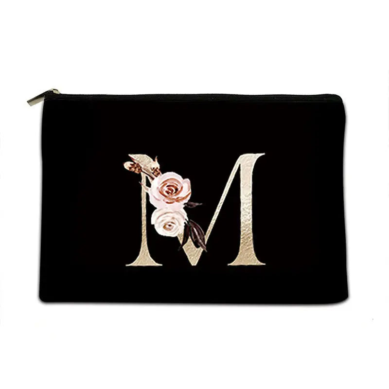 Striped Polyester Storage Bag with Alphabet Print Breathable and Waterproof - M