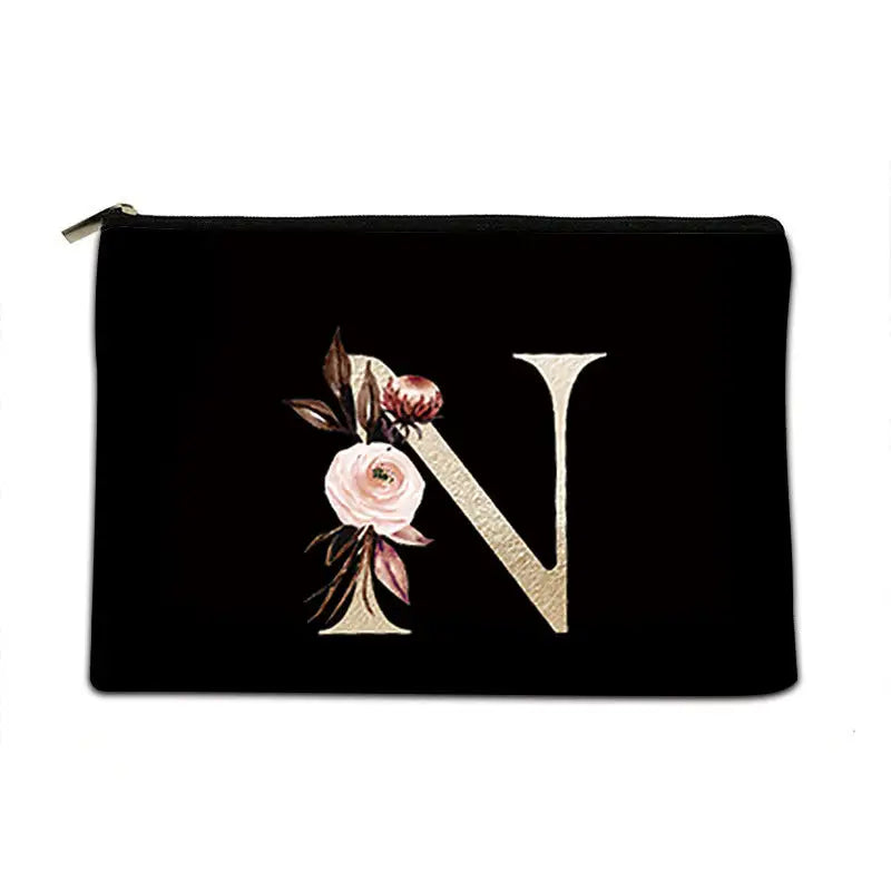 Striped Polyester Storage Bag with Alphabet Print Breathable and Waterproof - N
