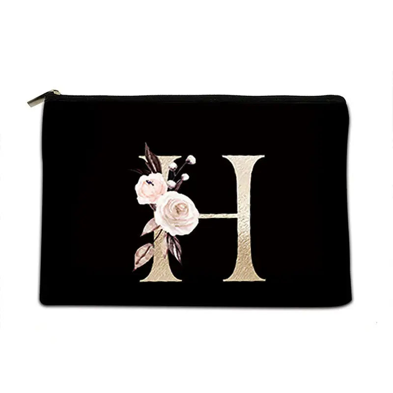 Striped Polyester Storage Bag with Alphabet Print Breathable and Waterproof - H