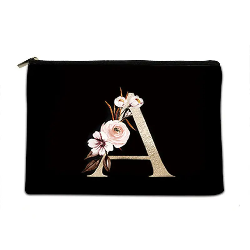 Striped Polyester Storage Bag with Alphabet Print Breathable and Waterproof