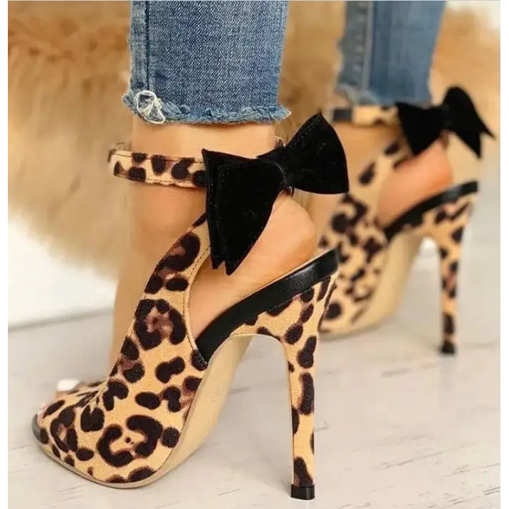 Suede Bow Stiletto Sandals