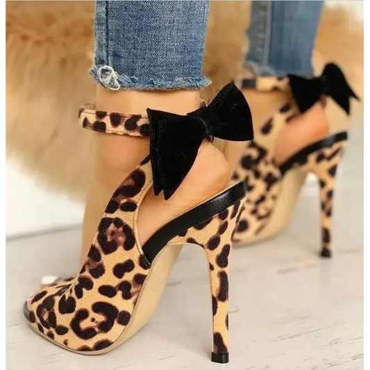 Suede Bow Stiletto Sandals